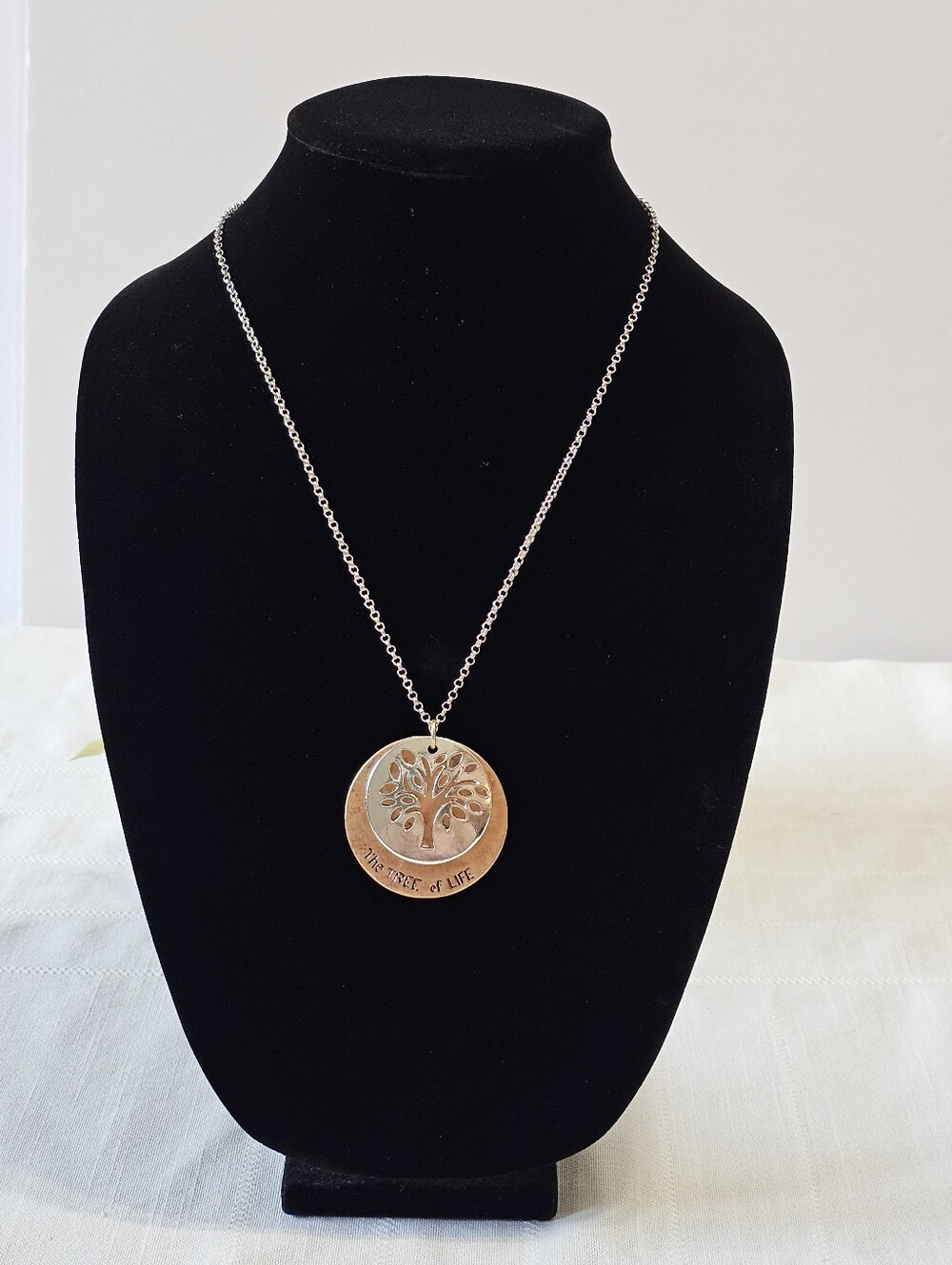 Tree of Life Silver And Copper Tone Pendant Necklace